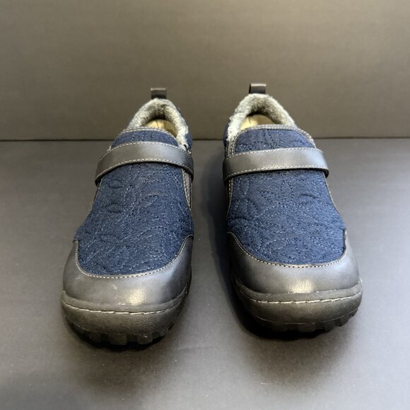 JBU Tide Women's Slip On Shoes 8W Blue, Leather Accents, Memory Foam, Faux Fur - Picture 3 of 8